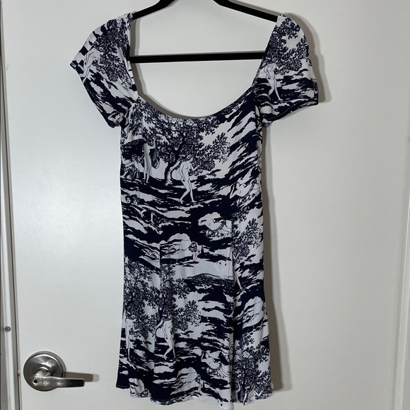 Reformation telluride dress Navy and White Toile Mini Dress 4 - Picture 2 of 8